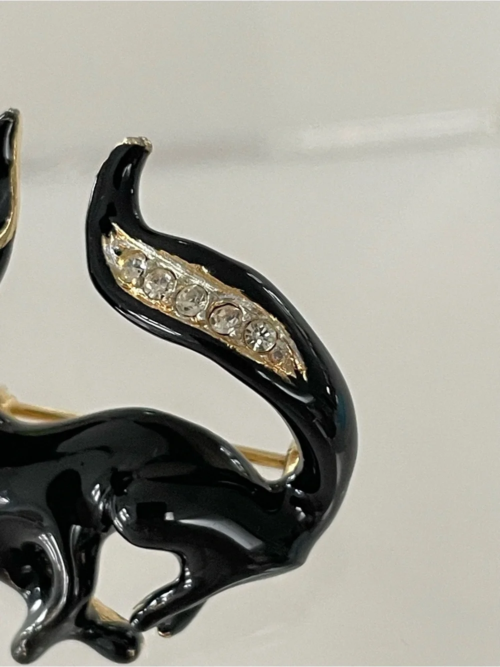 Vintage Enamel Black Cat Pin Brooch